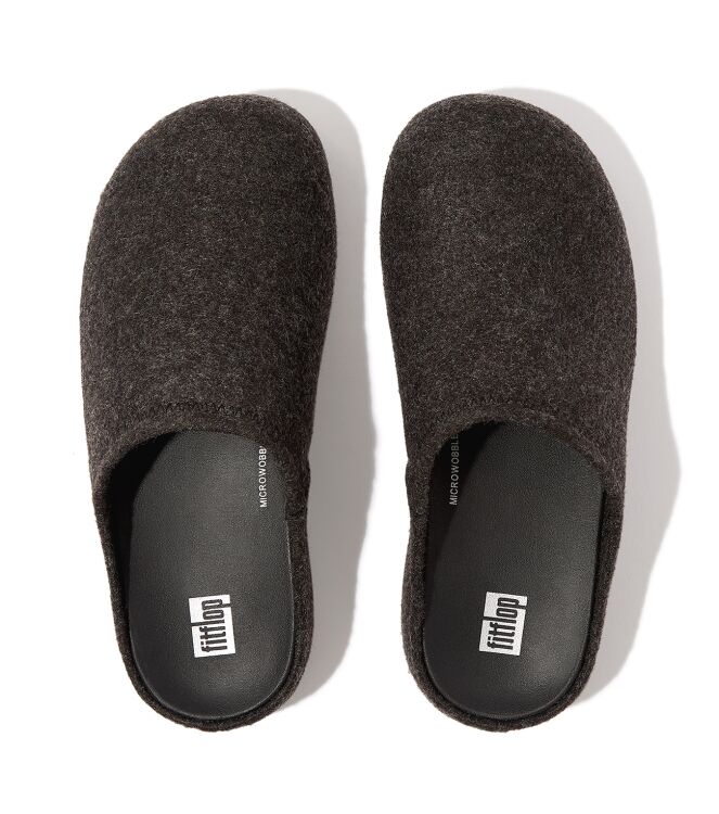 FitFlop shuv cushy felt clog slippers all black Direct leverbaar uit de webshop van www.meijerink-schoenen.nl/