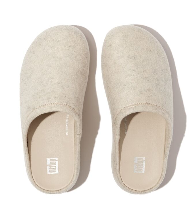 FitFlop shuv cushy felt clog slippers natural Direct leverbaar uit de webshop van www.meijerink-schoenen.nl/