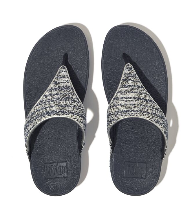 FitFlop lulu shimmerweave toe-post sandals midnight navy mix Direct leverbaar uit de webshop van www.meijerink-schoenen.nl/