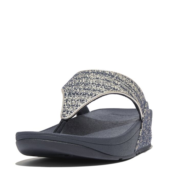 FitFlop lulu shimmerweave toe-post sandals midnight navy mix Direct leverbaar uit de webshop van www.meijerink-schoenen.nl/