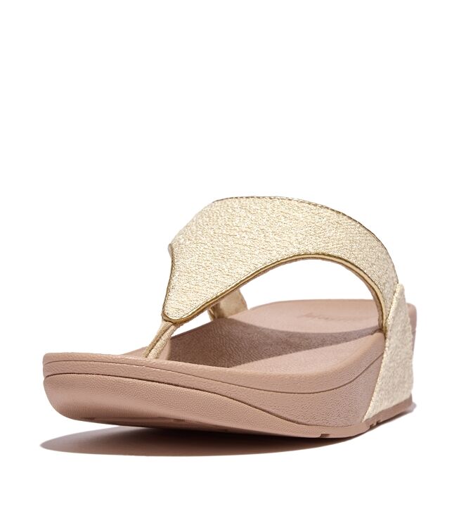FitFlop lulu shimmerweave toe-post sandals stone beige mix Direct leverbaar uit de webshop van www.meijerink-schoenen.nl/