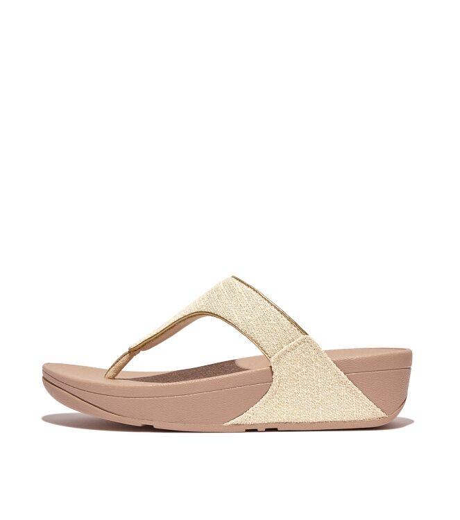 FitFlop lulu shimmerweave toe-post sandals stone beige mix Direct leverbaar uit de webshop van www.meijerink-schoenen.nl/