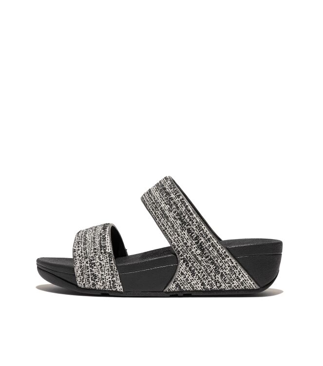 FitFlop lulu shimmerweave slides black mix Direct leverbaar uit de webshop van www.meijerink-schoenen.nl/
