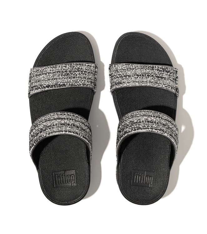 FitFlop lulu shimmerweave slides black mix Direct leverbaar uit de webshop van www.meijerink-schoenen.nl/