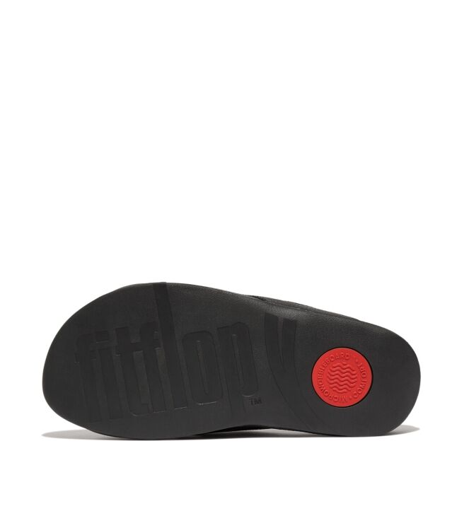FitFlop surfer mens tumbled-leather cross slides black Direct leverbaar uit de webshop van www.meijerink-schoenen.nl/