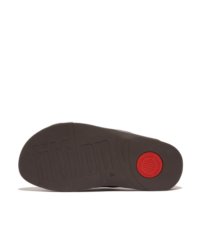 FitFlop surfer mens tumbled-leather cross slides chocolate brown Direct leverbaar uit de webshop van www.meijerink-schoenen.nl/