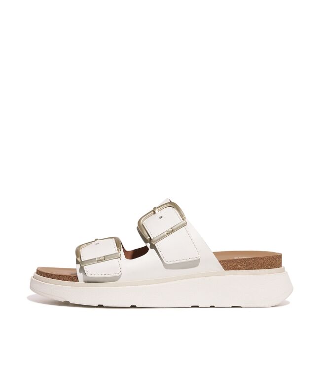 FitFlop gen-ff buckle two-bar leather slides urban white Direct leverbaar uit de webshop van www.meijerink-schoenen.nl/