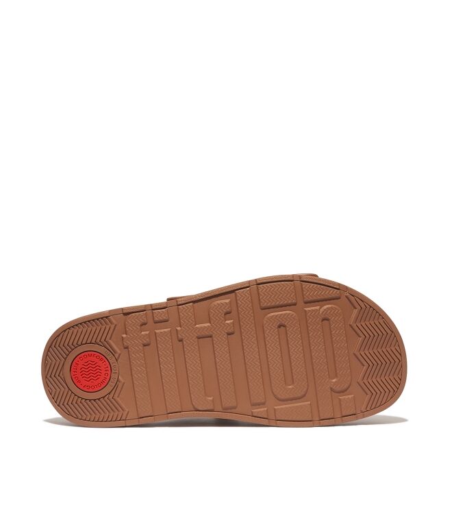 FitFlop gen-ff buckle two-bar leather slides light tan Direct leverbaar uit de webshop van www.meijerink-schoenen.nl/