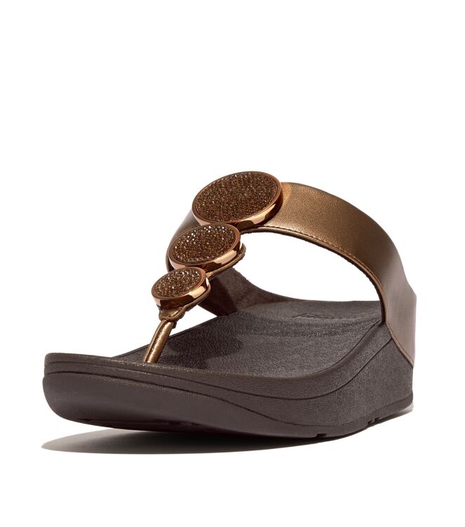 FitFlop halo bead-circle metallic toe-post sandals bronze Direct leverbaar uit de webshop van www.meijerink-schoenen.nl/