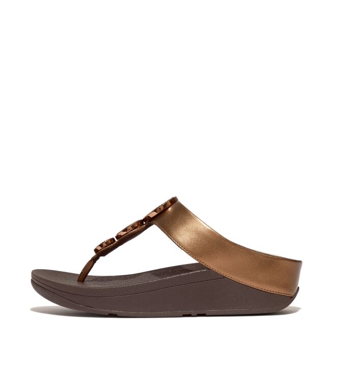 FitFlop halo bead-circle metallic toe-post sandals bronze Direct leverbaar uit de webshop van www.meijerink-schoenen.nl/