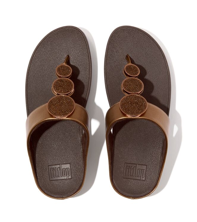 FitFlop halo bead-circle metallic toe-post sandals bronze Direct leverbaar uit de webshop van www.meijerink-schoenen.nl/