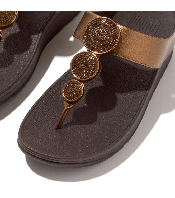 FitFlop halo bead-circle metallic toe-post sandals bronze Direct leverbaar uit de webshop van www.meijerink-schoenen.nl/
