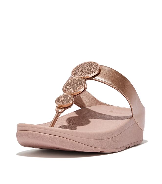 FitFlop halo bead-circle metallic toe-post sandals rose gold Direct leverbaar uit de webshop van www.meijerink-schoenen.nl/
