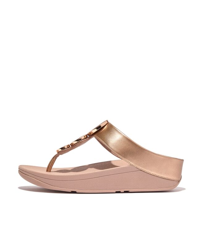 FitFlop halo bead-circle metallic toe-post sandals rose gold Direct leverbaar uit de webshop van www.meijerink-schoenen.nl/