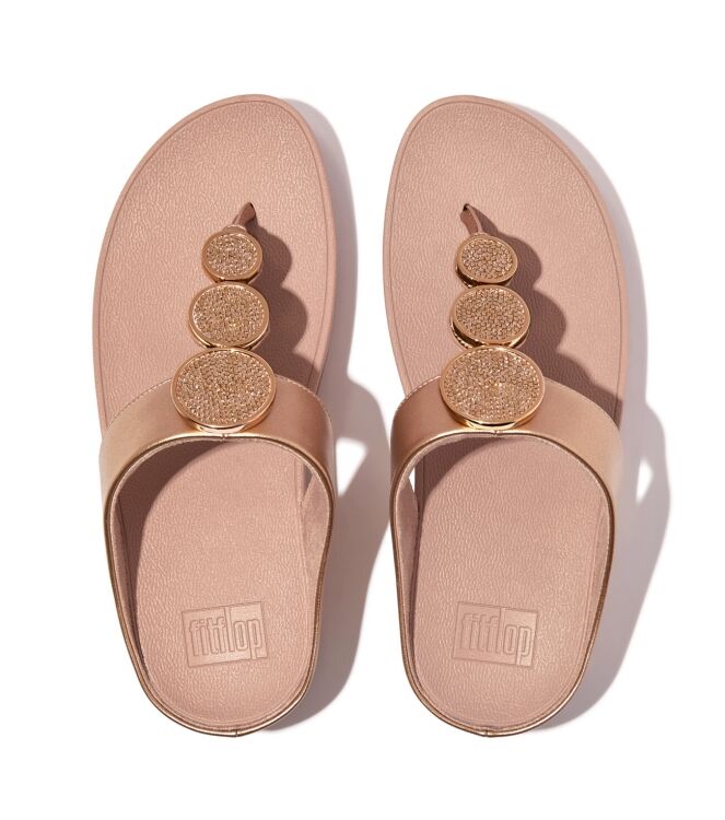 FitFlop halo bead-circle metallic toe-post sandals rose gold Direct leverbaar uit de webshop van www.meijerink-schoenen.nl/