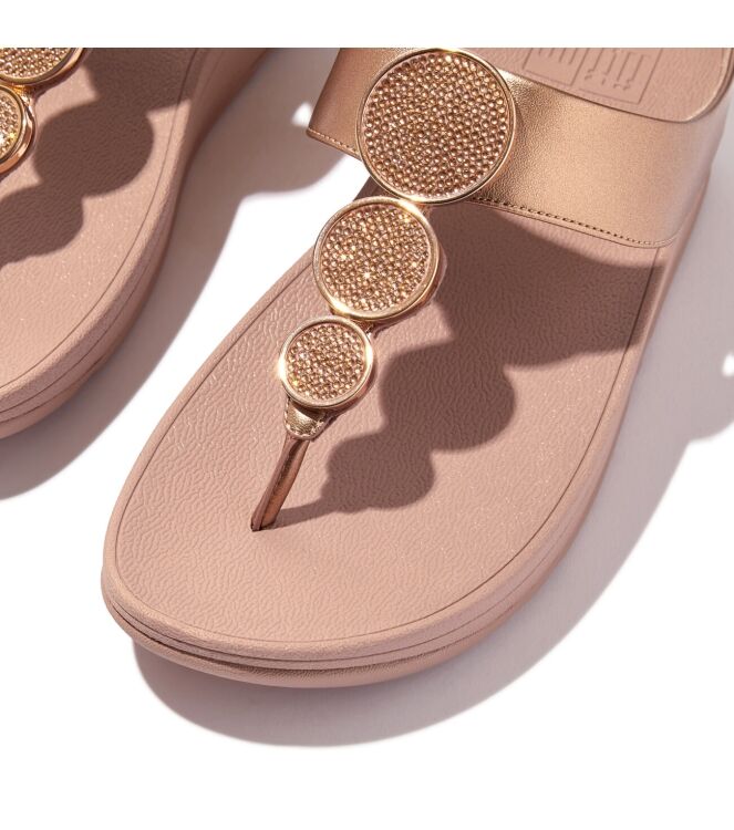 FitFlop halo bead-circle metallic toe-post sandals rose gold Direct leverbaar uit de webshop van www.meijerink-schoenen.nl/