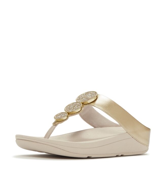 FitFlop halo bead-circle metallic toe-post sandals platino Direct leverbaar uit de webshop van www.meijerink-schoenen.nl/
