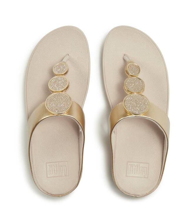 FitFlop halo bead-circle metallic toe-post sandals platino Direct leverbaar uit de webshop van www.meijerink-schoenen.nl/