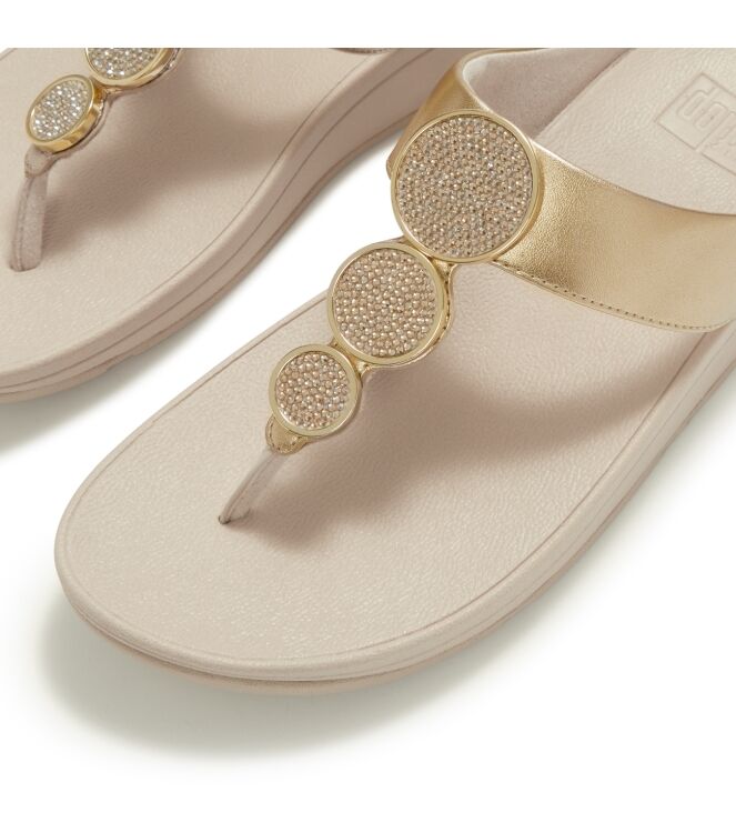 FitFlop halo bead-circle metallic toe-post sandals platino Direct leverbaar uit de webshop van www.meijerink-schoenen.nl/