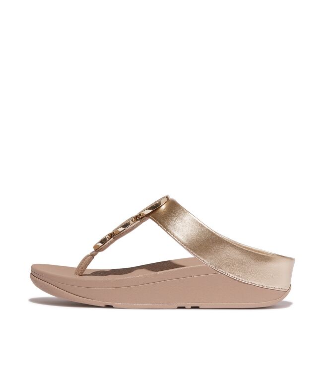 FitFlop halo bead-circle metallic toe-post sandals metallic latte beige Direct leverbaar uit de webshop van www.meijerink-schoenen.nl/