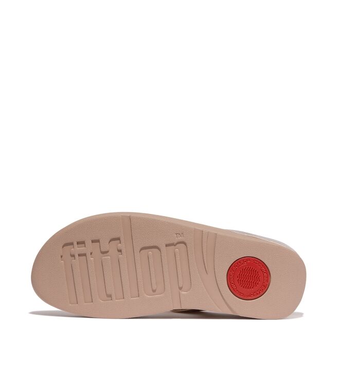 FitFlop halo bead-circle metallic toe-post sandals metallic latte beige Direct leverbaar uit de webshop van www.meijerink-schoenen.nl/
