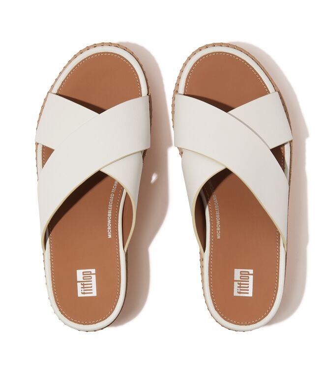 FitFlop eloise leather/cork wedge cross slides urban white Direct leverbaar uit de webshop van www.meijerink-schoenen.nl/