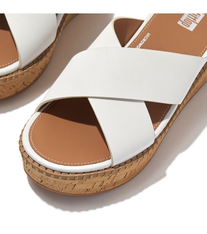 FitFlop eloise leather/cork wedge cross slides urban white Direct leverbaar uit de webshop van www.meijerink-schoenen.nl/