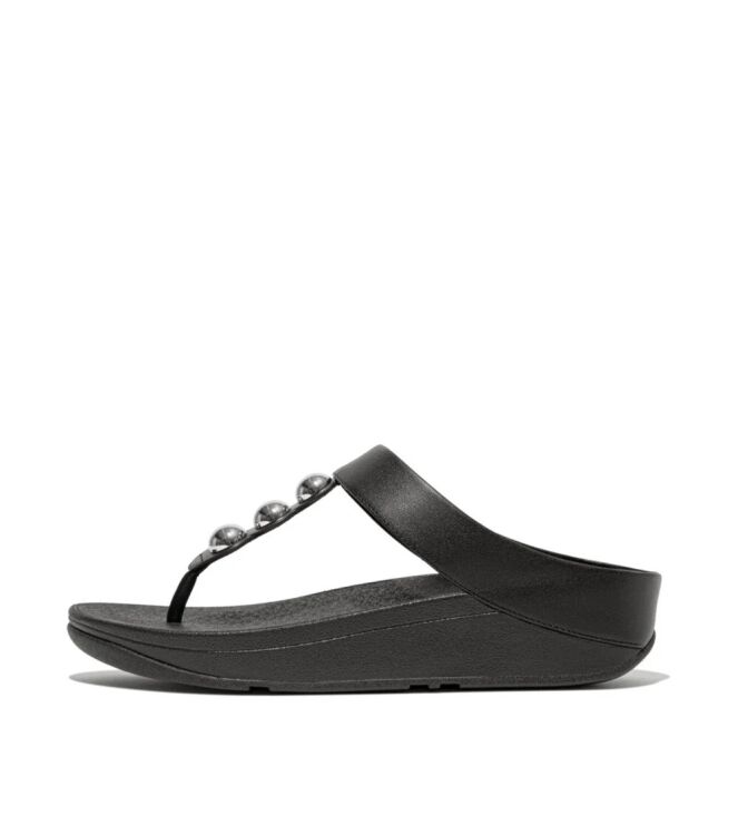 FitFlop fino mirror-dome leather toe-post sandals black Direct leverbaar uit de webshop van www.meijerink-schoenen.nl/