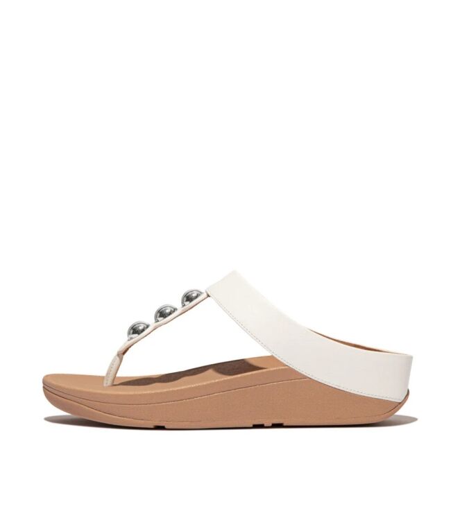 FitFlop fino mirror-dome leather toe-post sandals urban white Direct leverbaar uit de webshop van www.meijerink-schoenen.nl/