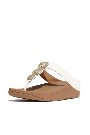 FitFlop Fino Crystal-Chain Leather Toe-Post Sandals 