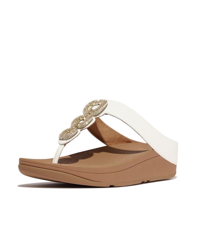 FitFlop fino crystal-chain leather toe-post sandals urban white Direct leverbaar uit de webshop van www.meijerink-schoenen.nl/