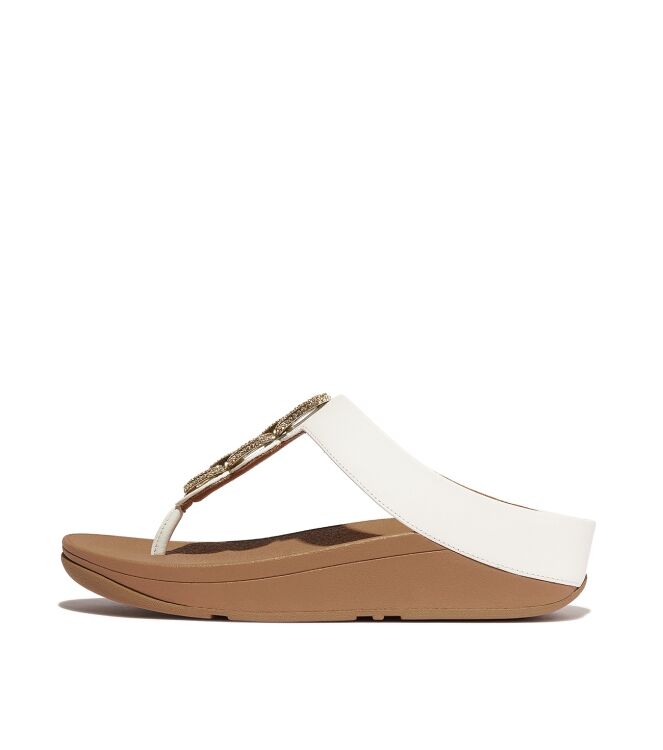 FitFlop fino crystal-chain leather toe-post sandals urban white Direct leverbaar uit de webshop van www.meijerink-schoenen.nl/