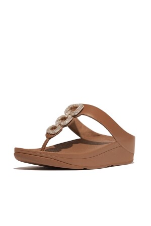 FitFlop Fino Crystal-Chain Leather Toe-Post Sandals 