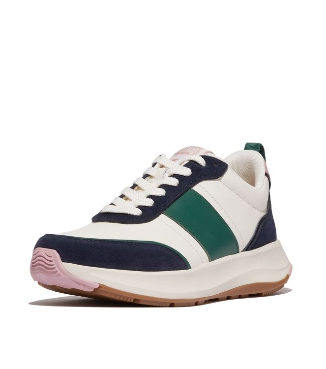 FitFlop f-mode flow sneaker - leather & suede mix midnight navy mix Direct leverbaar uit de webshop van www.meijerink-schoenen.nl/