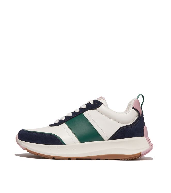 FitFlop f-mode flow sneaker - leather & suede mix midnight navy mix Direct leverbaar uit de webshop van www.meijerink-schoenen.nl/