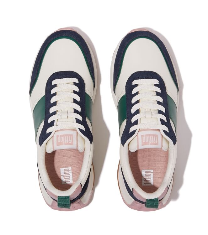 FitFlop f-mode flow sneaker - leather & suede mix midnight navy mix Direct leverbaar uit de webshop van www.meijerink-schoenen.nl/