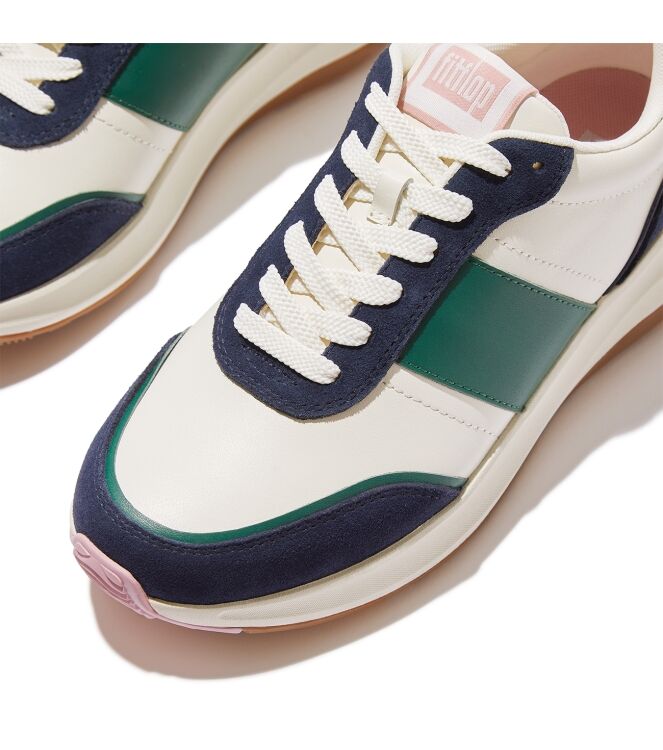 FitFlop f-mode flow sneaker - leather & suede mix midnight navy mix Direct leverbaar uit de webshop van www.meijerink-schoenen.nl/