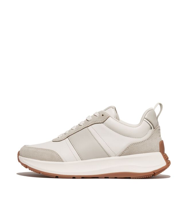 FitFlop f-mode flow sneaker - leather & suede mix urban white mix Direct leverbaar uit de webshop van www.meijerink-schoenen.nl/