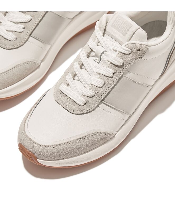 FitFlop f-mode flow sneaker - leather & suede mix urban white mix Direct leverbaar uit de webshop van www.meijerink-schoenen.nl/