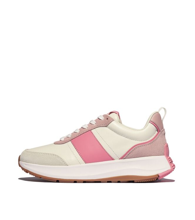 FitFlop f-mode flow sneaker - leather & suede mix cream/pinkperfect Direct leverbaar uit de webshop van www.meijerink-schoenen.nl/