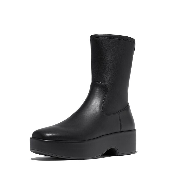 FitFlop f-luma boot - stretch leather (wrapped) black Direct leverbaar uit de webshop van www.meijerink-schoenen.nl/
