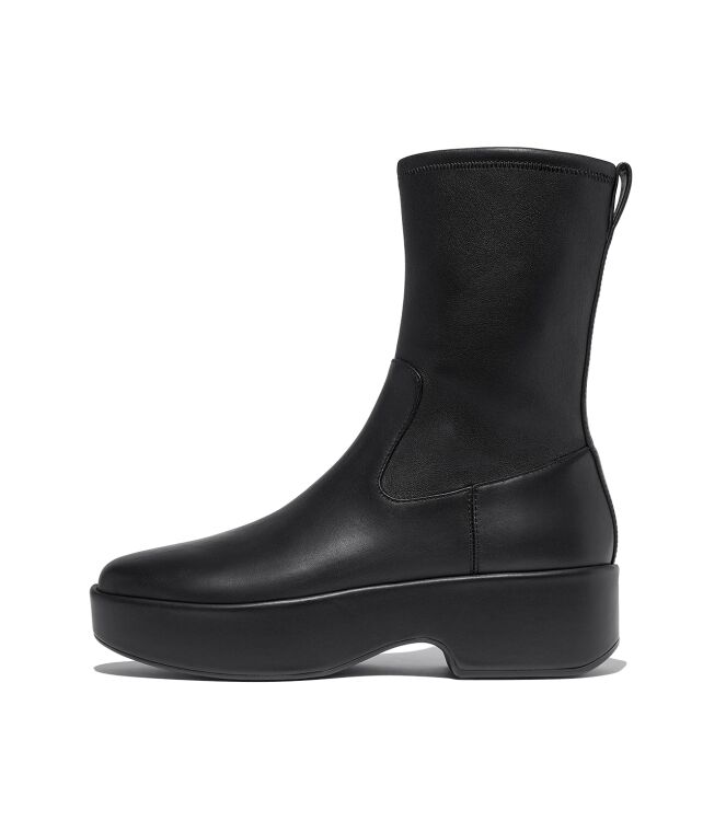 FitFlop f-luma boot - stretch leather (wrapped) black Direct leverbaar uit de webshop van www.meijerink-schoenen.nl/