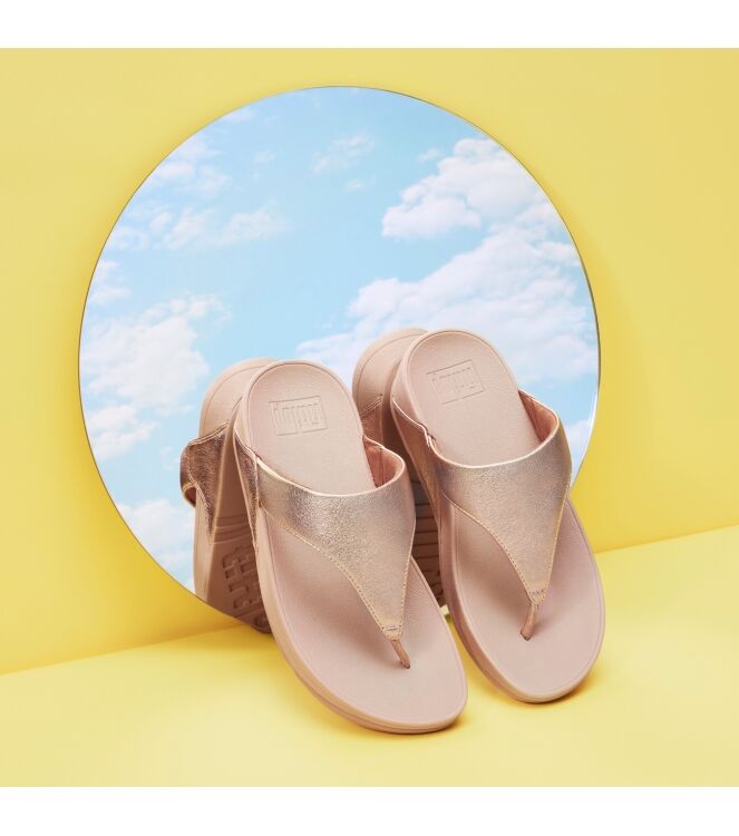 FitFlop lulu leather toepost rose gold Direct leverbaar uit de webshop van www.meijerink-schoenen.nl/