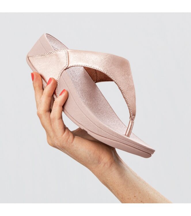 FitFlop lulu leather toepost rose gold Direct leverbaar uit de webshop van www.meijerink-schoenen.nl/