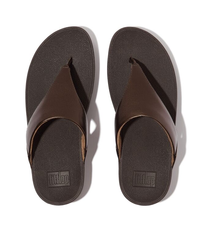 FitFlop lulu leather toepost metallic chocolate brown Direct leverbaar uit de webshop van www.meijerink-schoenen.nl/