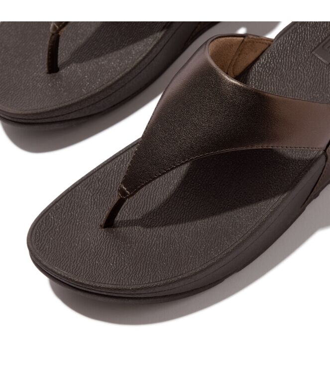 FitFlop lulu leather toepost metallic chocolate brown Direct leverbaar uit de webshop van www.meijerink-schoenen.nl/