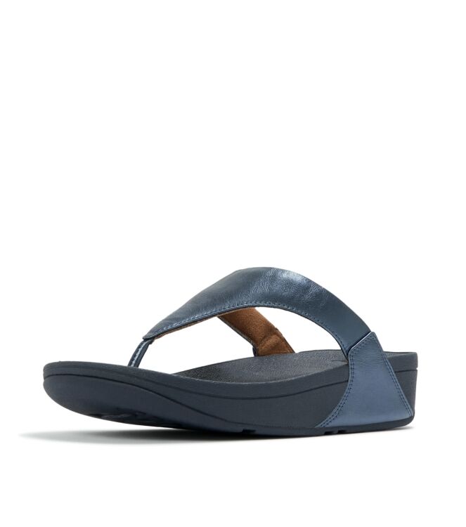 FitFlop lulu leather toepost metallic cosmic blue Direct leverbaar uit de webshop van www.meijerink-schoenen.nl/