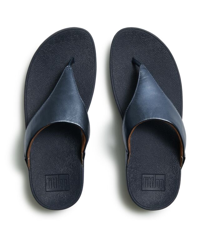 FitFlop lulu leather toepost metallic cosmic blue Direct leverbaar uit de webshop van www.meijerink-schoenen.nl/
