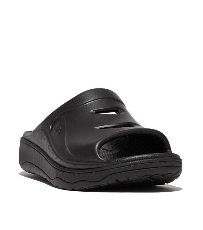 FitFlop relieff slide - tonal rubber pewter black Direct leverbaar uit de webshop van www.meijerink-schoenen.nl/