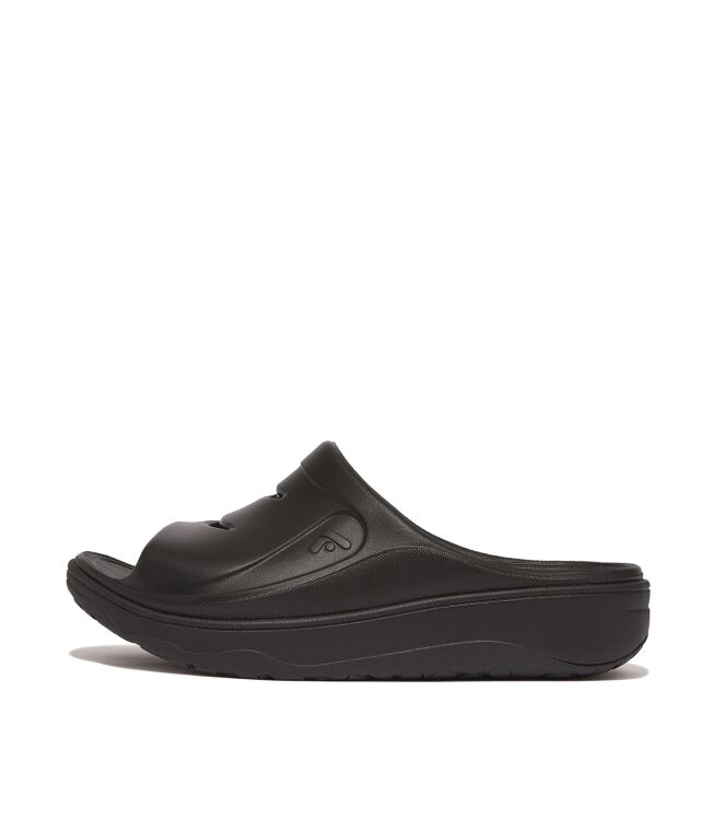 FitFlop relieff slide - tonal rubber pewter black Direct leverbaar uit de webshop van www.meijerink-schoenen.nl/
